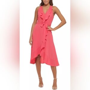 Kensie Elegant Pink Ruffle Dress Size 6